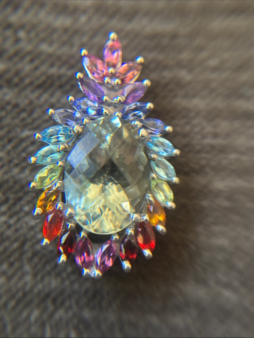 .925 Sterling Silver Oval Green AMETHYST PRASIOLITE Pendant Fine Jewelry TESTED
